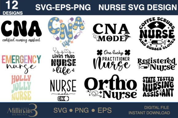 Nurse SVG Design Bundle CNA Life Nurse