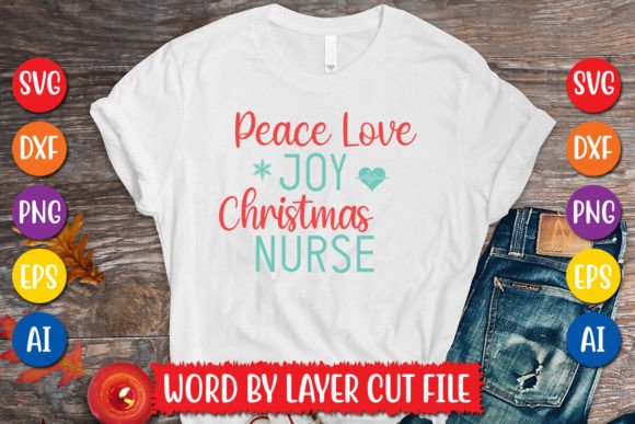 Peace Love Joy Christmas Nurse SVG